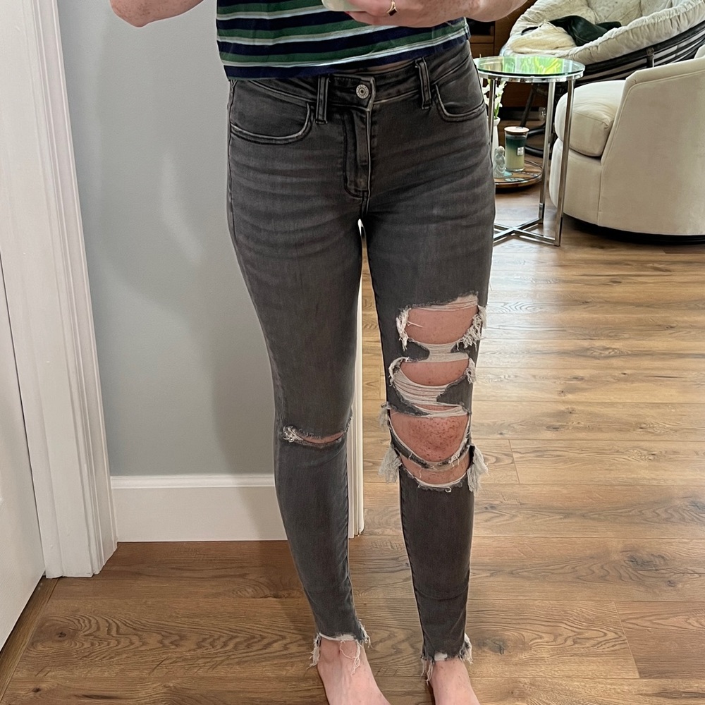 Grey ripped jeans